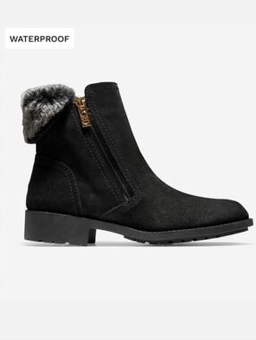 Cole Haan Quinney Faux Fur Black Waterproof Boots Size 10